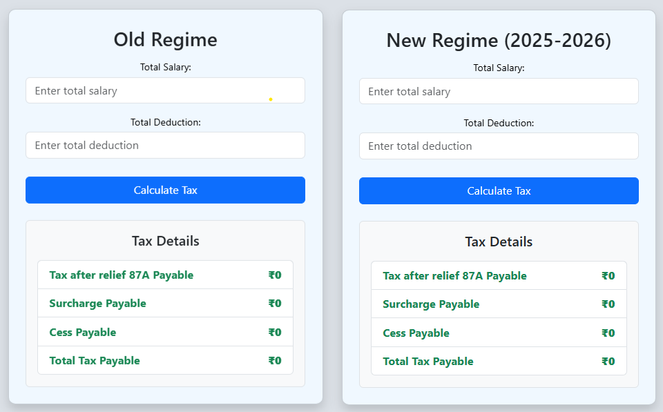 TAX Calculator Compare